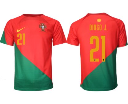 Fotbollströjor Billigt Portugal Hemmatröja VM 2022 Herr Kortärmad med tryck DIOGO J.21
