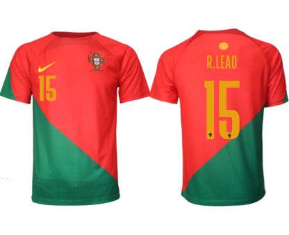 Fotbollströjor Billigt Portugal Hemmatröja VM 2022 Herr Kortärmad med tryck R.LEAO 15