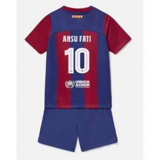 Fotbollsset Barcelona Tröja Barn 2023-24 Hemma Matchtröja Kortärmad Ansu Fati 10