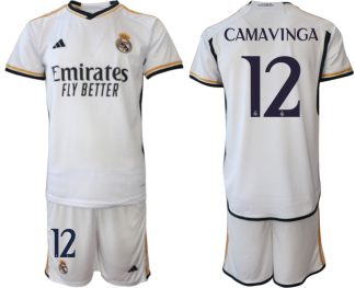 Fotbollsställ Herr Real Madrid Hemma tröja 2023-2024 Herr med tryck CAMAVINGA 12