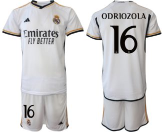 Fotbollsställ Herr Real Madrid Hemma tröja 2023-2024 med tryck ODRIOZOLA 16