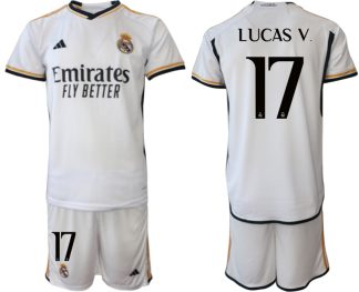 Real Madrid Hemma tröja 2023-2024 Fotbollskläder herr med namn LUCAS V 17
