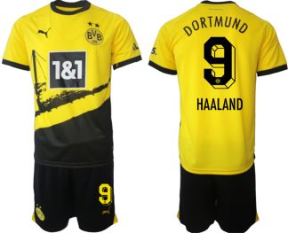 Herr Fotbollströjor set Borussia Dortmund BVB 2023-24 Hemmatröja med tryck HAALAND 9