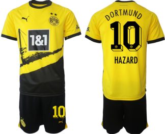 Herr Fotbollströjor set Borussia Dortmund BVB 2023-24 Hemmatröja med tryck HAZARD 10