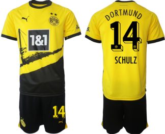 Herr Fotbollströjor set Borussia Dortmund BVB 2023-24 Hemmatröja med tryck SCHULZ 14
