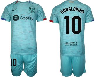 Köpa matchtröjor fotboll Barcelona Tredje Tröja 2023-24 med eget tryck Ronaldinho 10