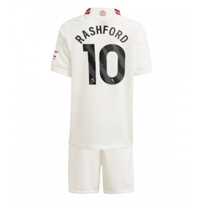 Matchtröjor Fotboll Manchester United Tredje Tröja Barn 2023-24 fotbollströja set Marcus Rashford 10