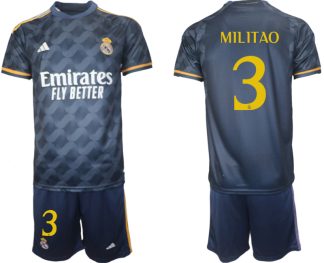Real Madrid Bortatröja 2023-24 fotbollströja set för Herr med namn MILITAO 3