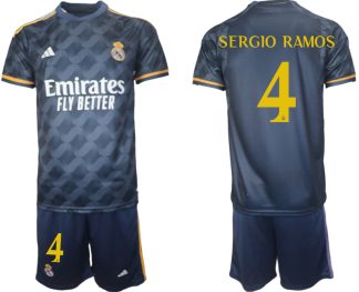 Real Madrid Bortatröja 2023-24 fotbollströja set för Herr med namn SERGIO RAMOS 4