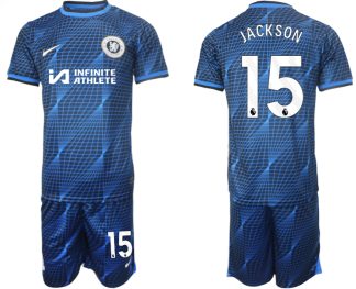 Billiga fotbollströjor Herr Chelsea Bortatröja set 2023-2024 med tryck Nicolas Jackson 15