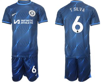 Billiga fotbollströjor Herr Chelsea Bortatröja set 2023-2024 med tryck Thiago Silva 6