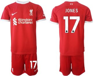 Köp Fotbollstroja Herr Liverpool Hemma tröja 2023-24 Röd med tryck Curtis Jones 17