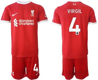 Köp Fotbollstroja Herr Liverpool Hemma tröja 2023-24 Röd med tryck Virgil van Dijk 4
