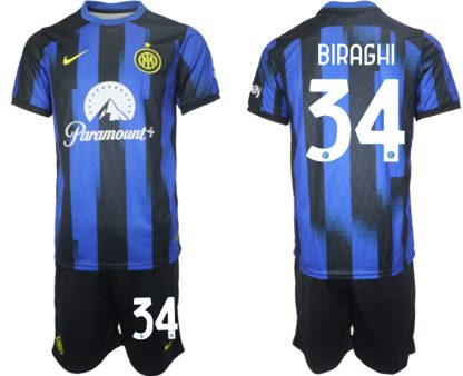 Köp Fotbollstroja set Inter Milan för Herr 2023-2024 Hemmatröja Cristiano Biraghi 34