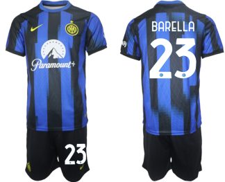 Köp Fotbollstroja set Inter Milan för Herr 2023-2024 Hemmatröja Nicolo Barella 23