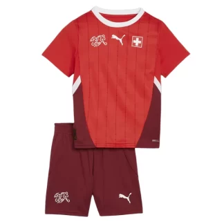 Barn Schweiz Fotbollströja Hemmaställ EM 2024 röd Kortärmad + Korta byxor