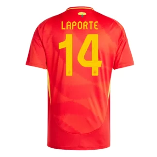Spanien Fotbollströja Hemmaställ EM 2024 röd Kortärmad Laporte 14