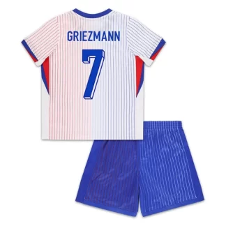 Fotbollsdress Barn Frankrike Bortaställ EM 2024 med tryck Griezmann 7