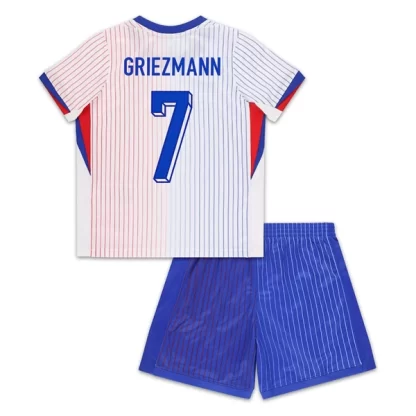 Fotbollsdress Barn Frankrike Bortaställ EM 2024 med tryck Griezmann 7