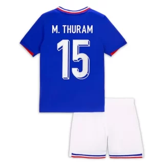 Fotbollsdress Barn Frankrike Fotbollströja Hemmaställ EM 2024 online M.Thuram 15