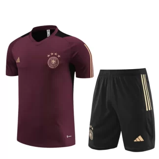 Tyskland Träningströja Ställ Barn Retro Fotbollströjor Shorts Dark Röd 2023-2024