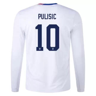 USA Hemmatröja Copa América 2024 Matchställ vit Långärmad fotbollströja till herr Pulisic 10