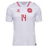 Billigt Danmark Fotbollströja Bortaställ EM 2024 vit Kortärmad Mikkel Damsgaard 14-1
