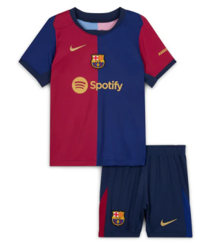 FC Barcelona Barn Hemmatröja 2024/25 Kortärmad Fotbollsställ med Shorts