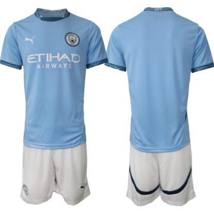 Fotbollströja Herr Manchester City Hemmatröja 2024/25 Kortärmad+ Korta byxor