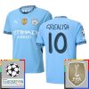 Billiga Manchester City Hemmatröja Champions League With Patch 2024/25 Jack Grealish 10 Kortärmad