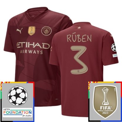 Billiga Manchester City Tredjetröja Champions League With Patch 2024/25 Rúben Dias 3 Kortärmad