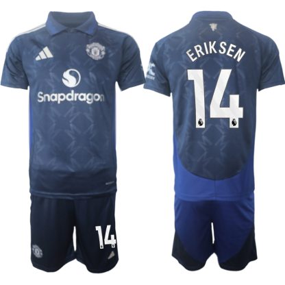 Billiga Manchester United Bortatröja 2024/25 Christian Eriksen 14 Kortärmad (+ Korta byxor)