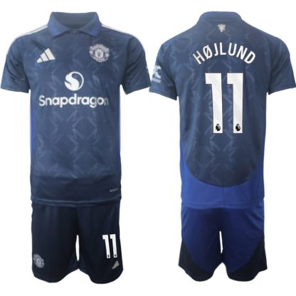 Billiga Manchester United Bortatröja 2024/25 Rasmus Højlund 11 Kortärmad (+ Korta byxor)