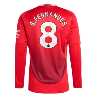 Billiga Manchester United Hemmatröja 2024/25 Bruno Fernandes 8 Långärmad