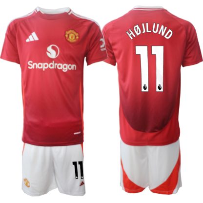 Billiga Manchester United Hemmatröja 2024/25 Rasmus Højlund 11 Kortärmad (+ Korta byxor)