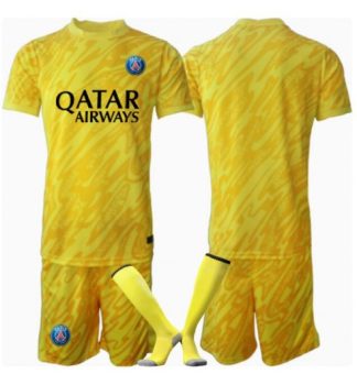 Köp Barn Paris Saint-Germain Målvakt Tredjetröja 2024/25 Fotbollsklädset Kortärmad Tröja + Shorts