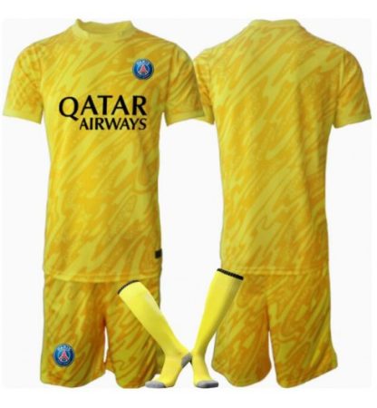 Köp Barn Paris Saint-Germain Målvakt Tredjetröja 2024/25 Fotbollsklädset Kortärmad Tröja + Shorts