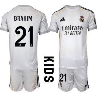 Köp Barn Real Madrid Hemmatröja 2025/26 Brahim Díaz #21 Fotbollssats Kortärmad (+ Shorts)