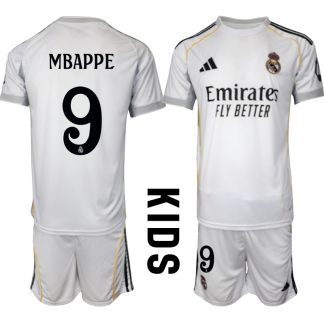 Köp Barn Real Madrid Hemmatröja 2025/26 Kylian Mbappé #9 Fotbollssats Kortärmad (+ Shorts)