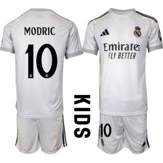Köp Barn Real Madrid Hemmatröja 2025/26 Luka Modric #10 Fotbollssats Kortärmad (+ Shorts)
