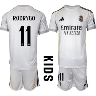 Köp Barn Real Madrid Hemmatröja 2025/26 Rodrygo #11 Fotbollssats Kortärmad (+ Shorts)
