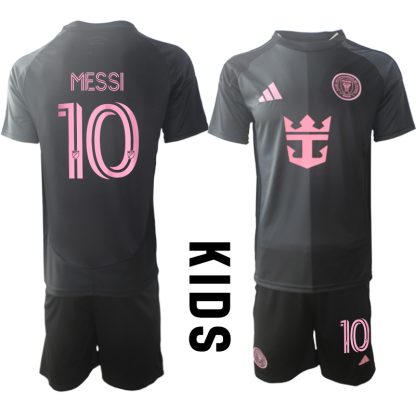 Köpa Fotbollströjor För Barn Inter Miami CF Bortatröja 2025/26 Lionel Messi 10 Fotbollssats Kortärmad (+ Shorts)