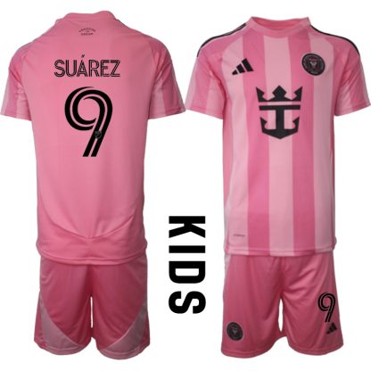Köpa Fotbollströjor För Barn Inter Miami CF Hemmatröja 2025/26 Luis Suárez 9 Fotbollssats Kortärmad (+ Shorts)
