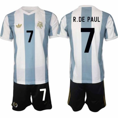 Köp Argentina Specialutgåva 50-årsjubileum fotbollsset Rodrigo de Paul #7 Kortärmad (+ Korta byxor)