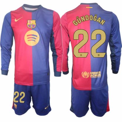 Köp Herr Fotbollströjor FC Barcelona Hemmatröja 2024/25 İlkay Gündoğan 22 Fotbollsställ Långärmad (+ Shorts)