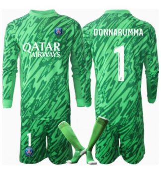 Köp Barn Paris Saint-Germain Målvakt Hemmatröja 2024/25 Gianluigi Donnarumma #1 Fotbollsklädset Långärmad Tröja + Shorts