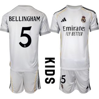 Köp Barn Real Madrid Hemmatröja 2025/26 Jude Bellingham #5 Fotbollssats Kortärmad (+ Shorts)