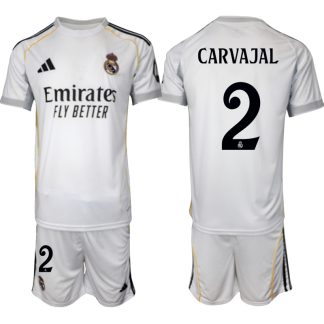 Köp Herr Real Madrid Hemmatröja 2025/26 Daniel Carvajal #2 Fotbollsmatchställ (kortärmad tröja + shorts)