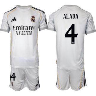 Köp Herr Real Madrid Hemmatröja 2025/26 David Alaba #4 Fotbollsmatchställ (kortärmad tröja + shorts)