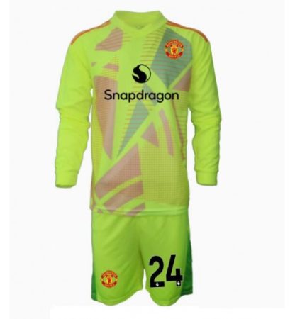 Köp Manchester United Barn Målvakt Bortatröja 2024/25 Andre Onana #24 Fotbollsklädset Långärmad Tröja + Shorts-1